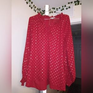 Time and Tru red and gold dress shirt